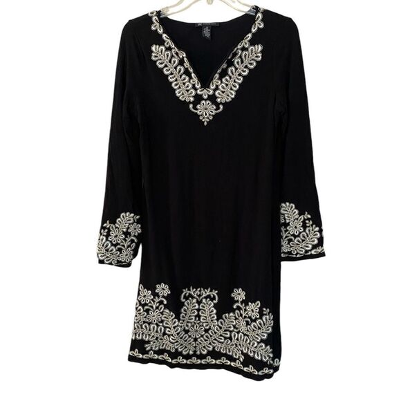 INC International Cocepts Black Embroidered Dress - Picture 1 of 5